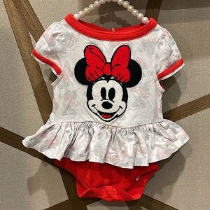 DISNEY 🎀🐭 Baby Girl Minnie Mouse Peplum Skirt Bodysuit | 6-9M NWOT